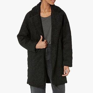 Daily Ritual Black Oversized Teddy Bear Fleece Coat